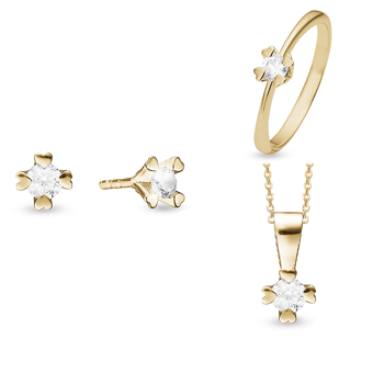 14 kt guld smykkesæt, Mary serien by Aagaard med ialt 0,80 ct labgrown diamanter